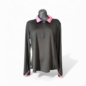 Danskin Now Women's Black Pink Trim 1/4 Zip Active Pullover Top M (JC72)